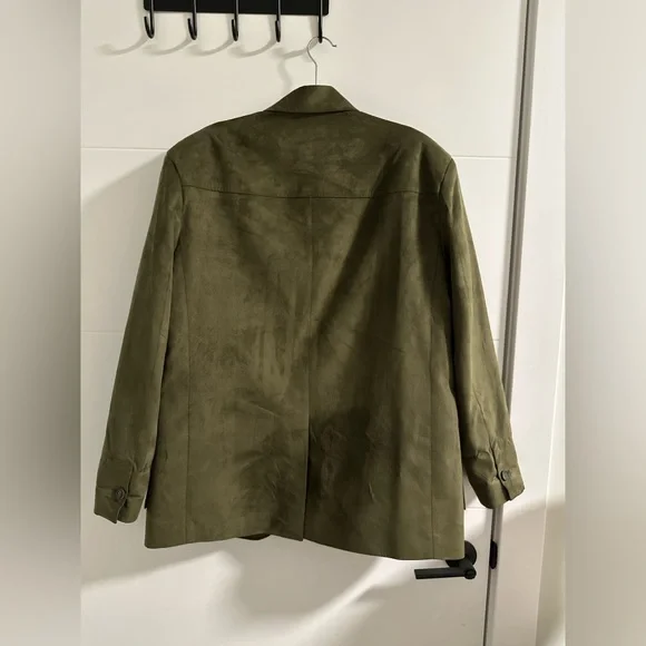 The Frankie Shop Merida Faux Suede Blazer - Khaki